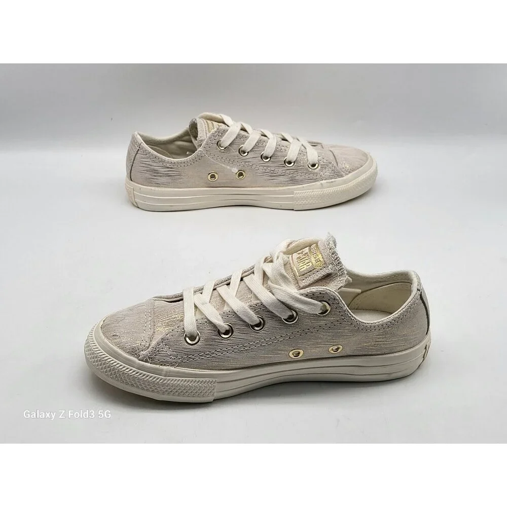 Converse Chuck Taylor All Star Egret‎ Gold Metallic Youth Sneakers  363092C Sz 1